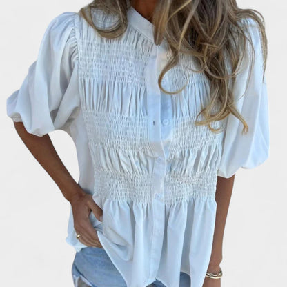 Lanie™ Smocked Button-Up Blouse