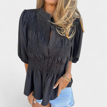 Lanie™ Smocked Button-Up Blouse