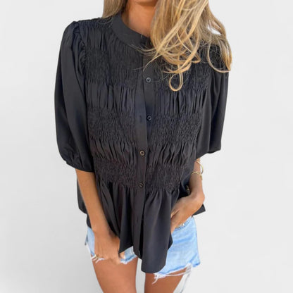 Lanie™ Smocked Button-Up Blouse