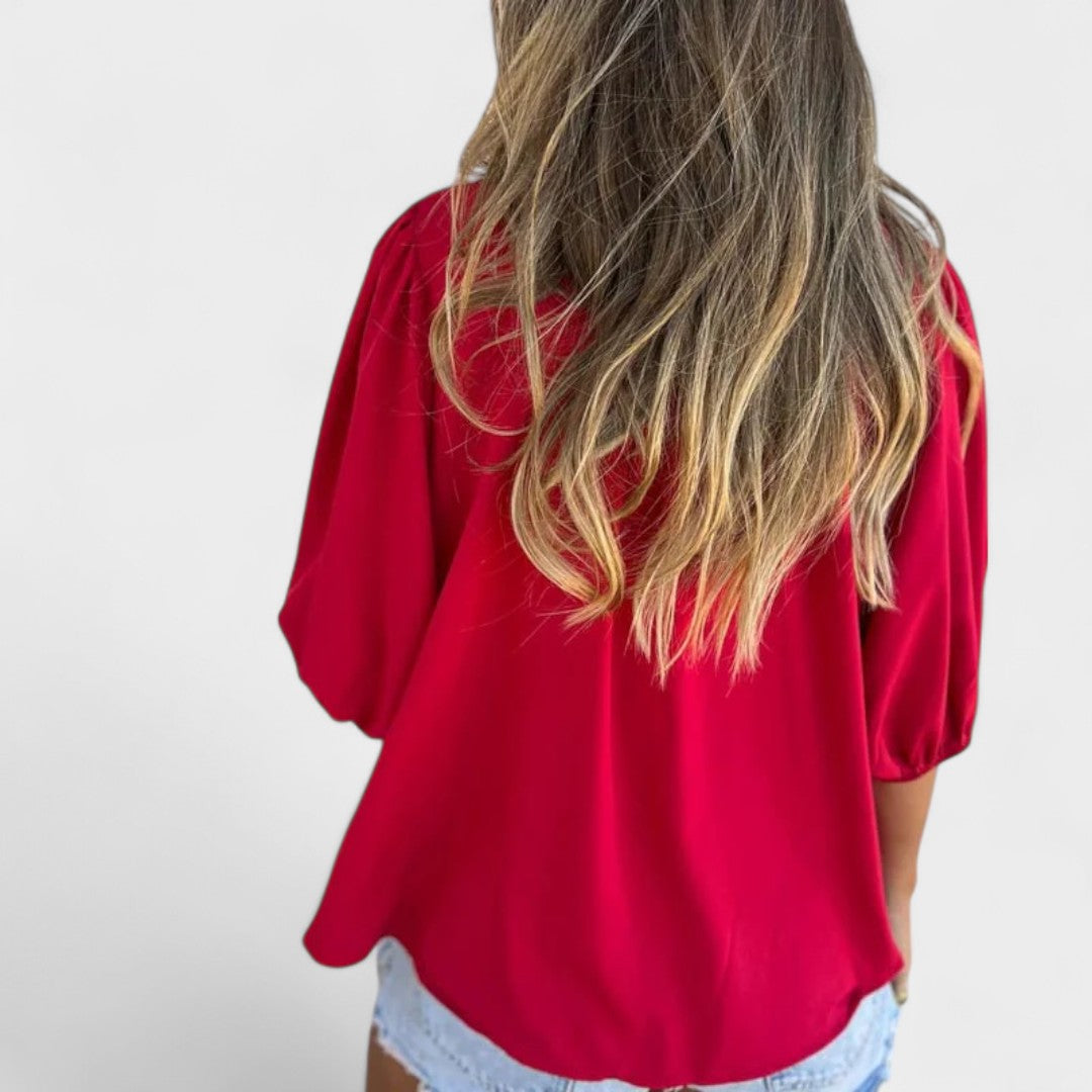 Lanie™ Smocked Button-Up Blouse