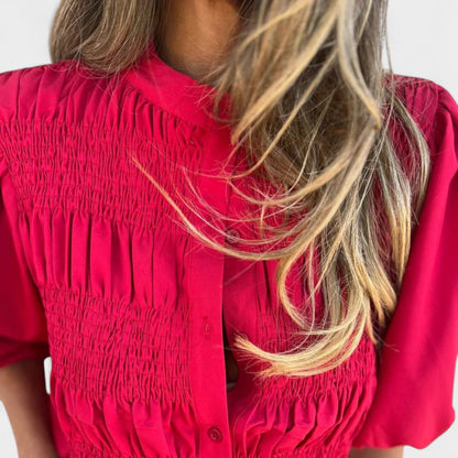 Lanie™ Smocked Button-Up Blouse