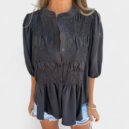Lanie™ Smocked Button-Up Blouse
