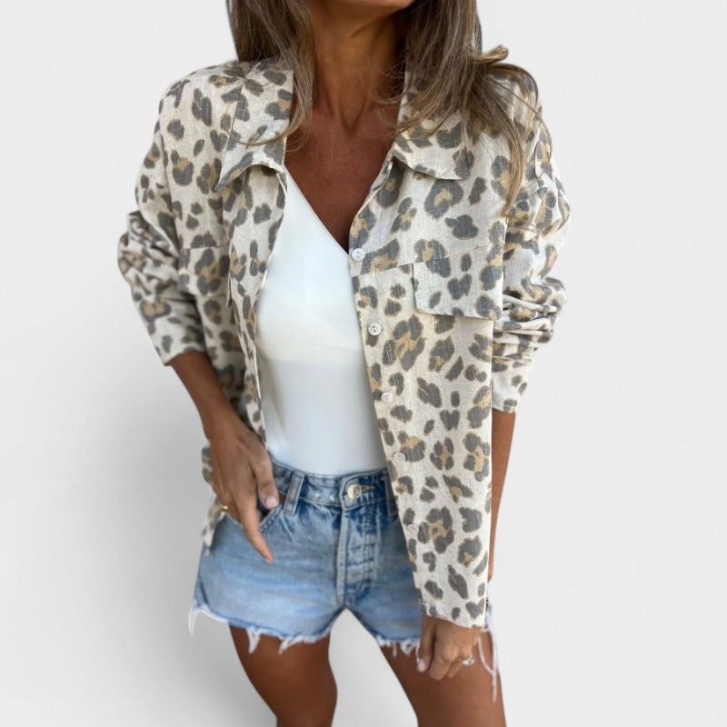 Miah™ Leopard Print Button-Up Shirt