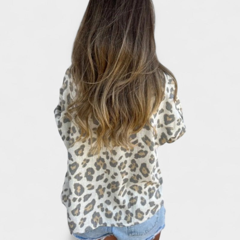 Miah™ Leopard Print Button-Up Shirt